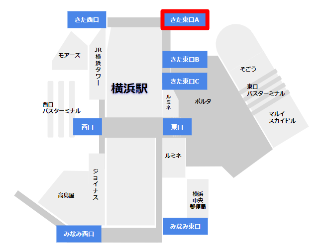 横浜駅きた東口改札の位置