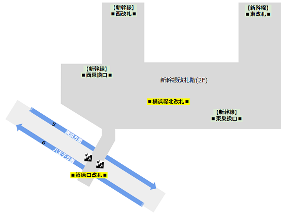新横浜駅のJR横浜線の改札階（2F）