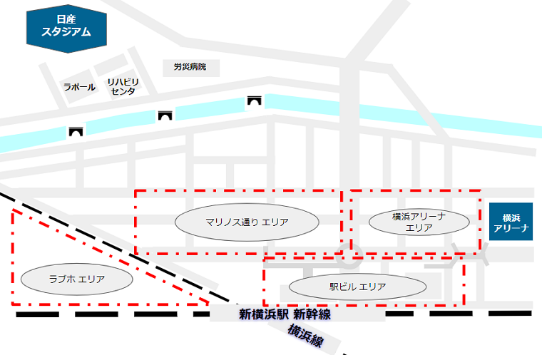 新横浜駅周辺のホテルエリアの地図