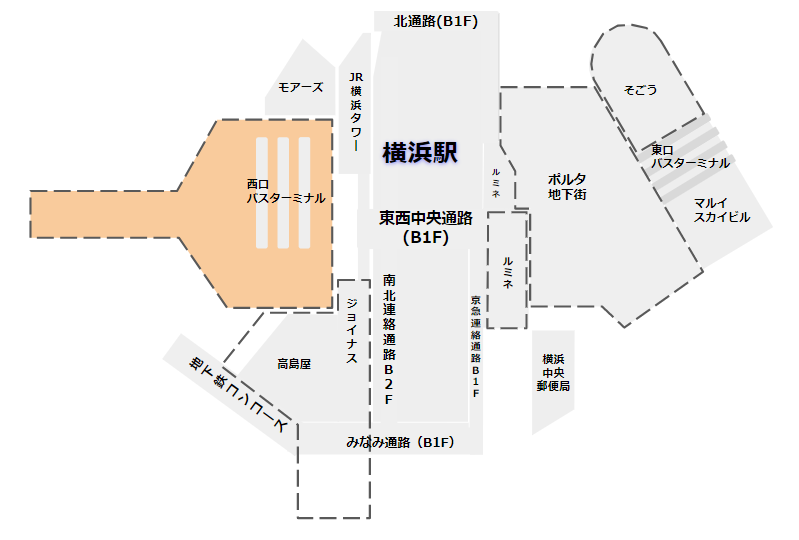 横浜駅地下街マップ（西側）