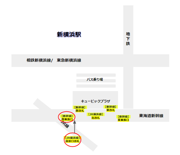 新横浜駅、JR横浜線から東海道新幹線への乗り換え経路
