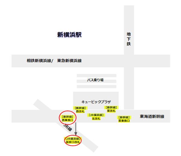 新横浜駅東海道新幹線からJR線への乗り換え経路