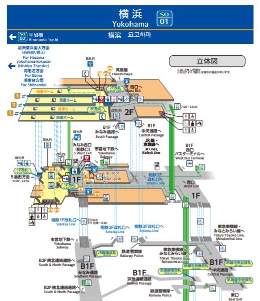 相鉄線横浜駅の構内図