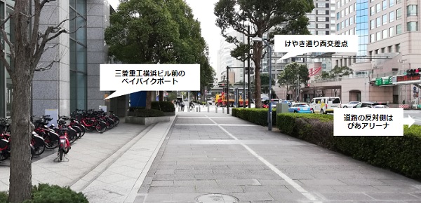 みなとみらい三菱重工横浜ビル前のベイバイクのポート