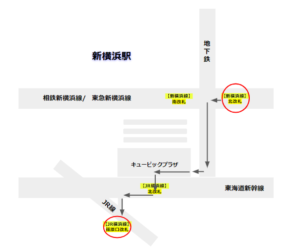 新横浜駅乗り換え（相鉄新横浜線/東急新横浜線からJR横浜線へ）