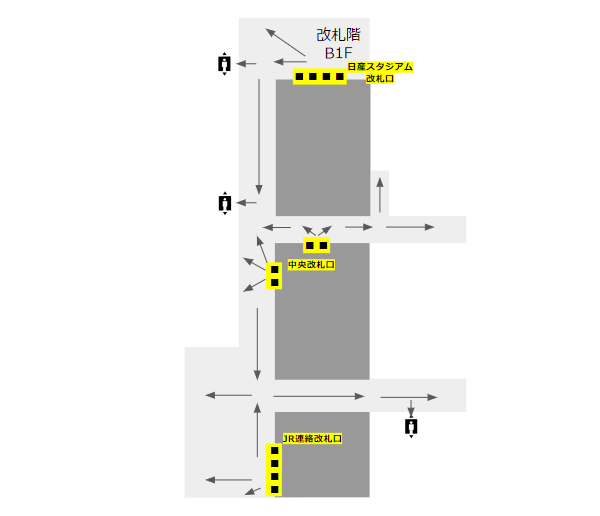新横浜駅の構内図（改札階）