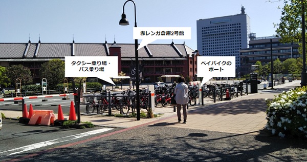 横浜赤レンガ倉庫前のベイバイクのポート