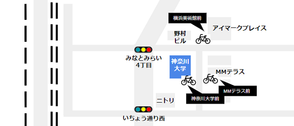 ベイバイクの駐輪場（神奈川大学周辺）