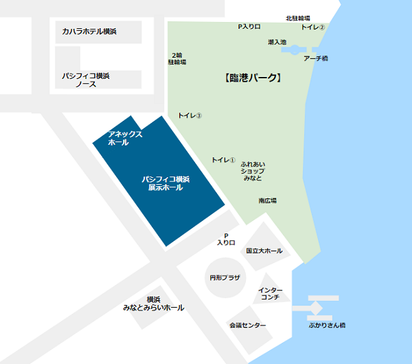 パシフィコ横浜展示ホールの位置マップ
