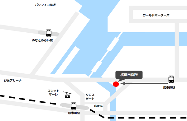 みなとみらい線の馬車道駅から横浜市役所への経路