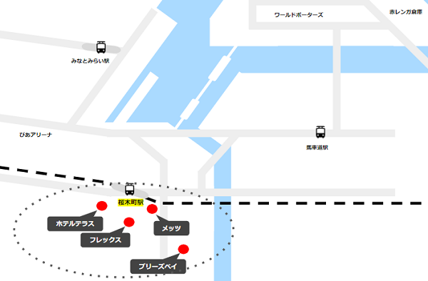 桜木町駅周辺のホテルマップ