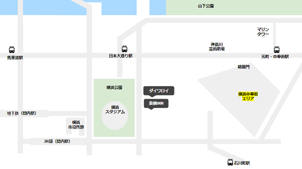 横浜中華街周辺ホテルマップ