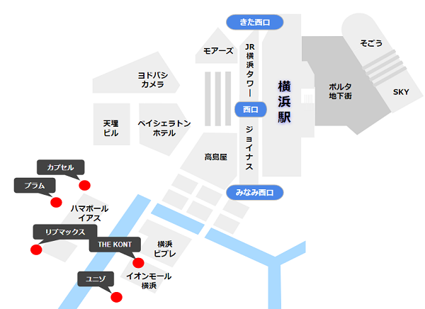 横浜駅周辺のホテルマップ