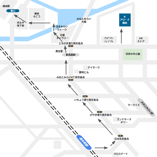 桜木町駅から横浜駅への経路