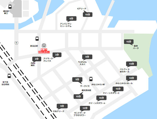 京急EXホテルみなとみらいの周辺施設マップ