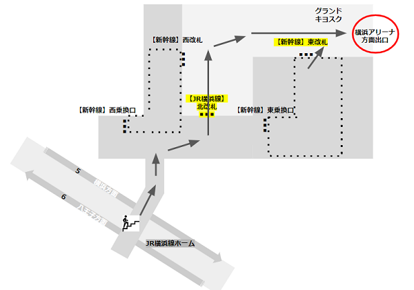 新横浜駅の「横浜アリーナ方面出口」