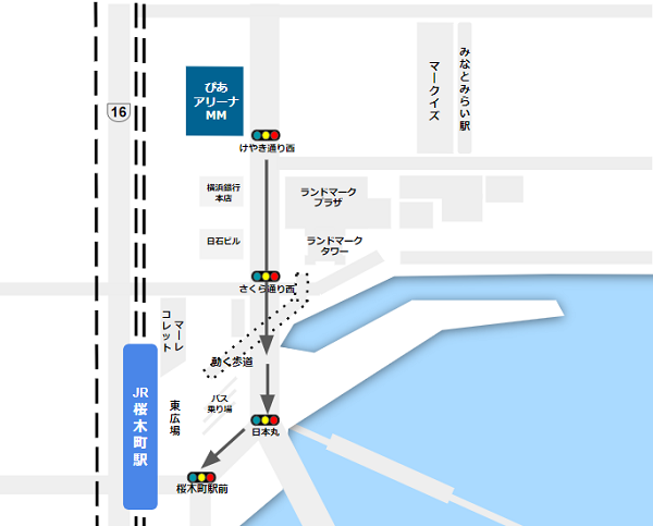 ぴあアリーナから桜木町駅への行き方