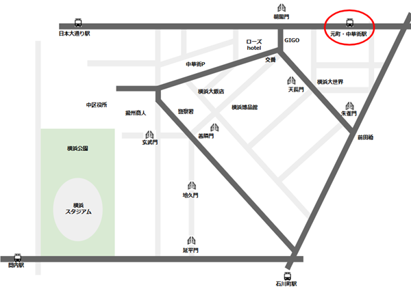 横浜中華街周辺マップ