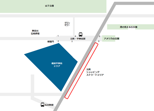 元町ショッピングストリートの場所マップ