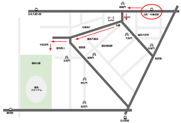 横浜中華街周辺マップ