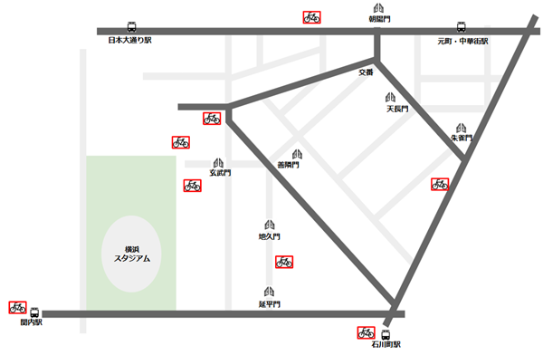 横浜中華街エリア周辺のレンタル自転車